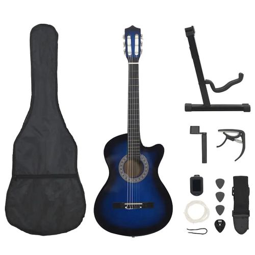 Ensemble De Guitare Découpée Classique 12 Pcs 6 Cordes Bleu 38""