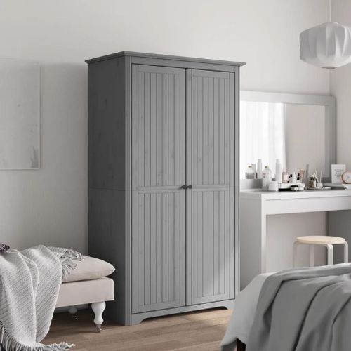 Garde-Robe Bodo Gris 99x53,5x173 Cm Bois Massif De Pin