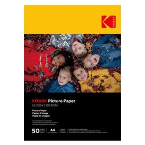 Papier d'impression Kodak 50 feuilles de papier photo 180gsm, brillant, Format A4