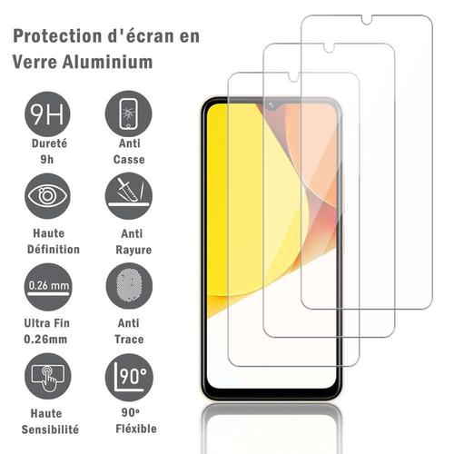 3 Films Protection D'écran En Verre D'aluminium Super Résistant 9h Pour Vivo Y35+/ Y35 Plus 5g [Dimensions Du Téléphone: 164.1 X 76.2 X 8.1 Mm], Définition Hd, Anti-Rayures, Anti-Empreintes Digitales