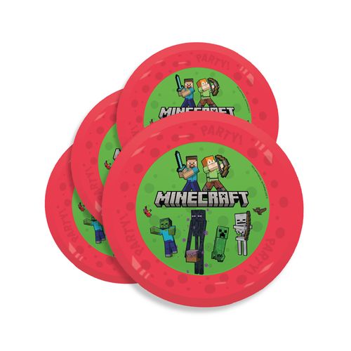 4 Assiettes Réutilisables Minecraft 21 Cm