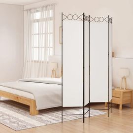 Cloison de séparation 4 panneaux Blanc 160x200 cm Tissu