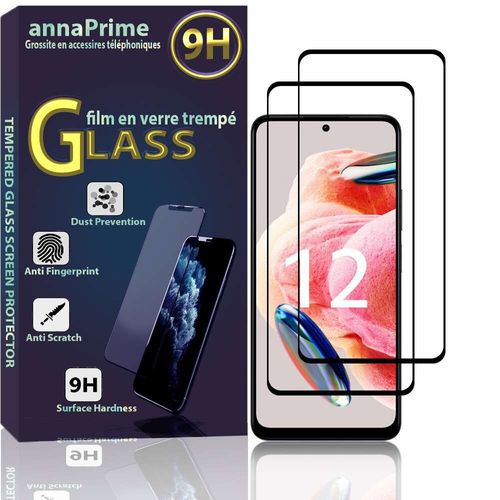 Lot / Pack De 2 Films Verre Trempé Pour Xiaomi Redmi Note 12 4g 6.67" De Protection D'écran - Couleur Noir