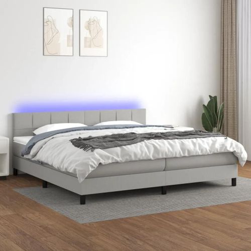 Sommier À Lattes De Lit Matelas Led Gris Clair 200x200 Cm Tissu