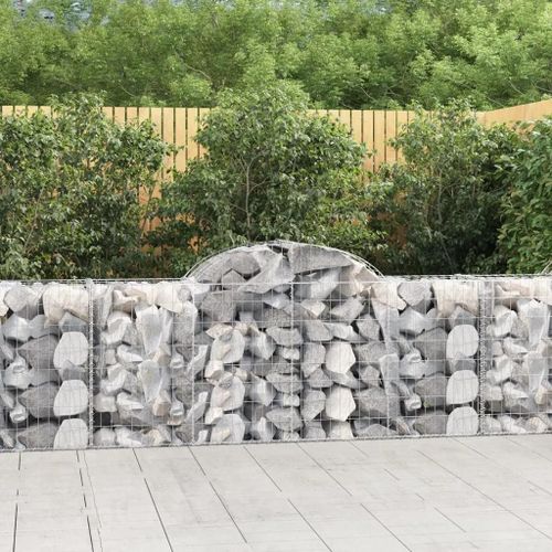 Paniers À Gabions Arqués 2 Pcs 200x50x80/100 Cm Fer Galvanisé