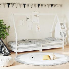 Cadre De Lit Pour Enfants Blanc 80x200 Cm Bois De Pin Massif