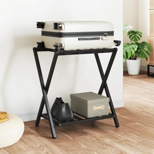 Porte-bagages noir 68x38x58 cm bambou
