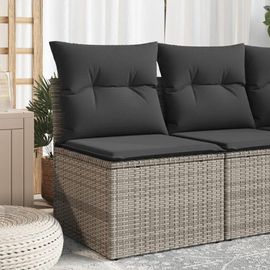 Canapé De Jardin Sans Accoudoirs Coussins Gris Résine Tressée