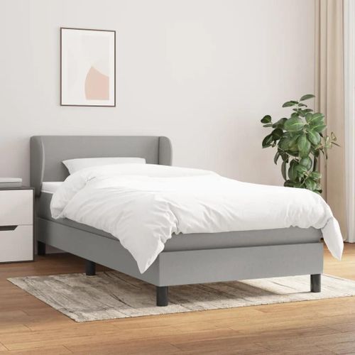 Sommier À Lattes De Lit Avec Matelas Gris Clair 90x200 Cm Tissu