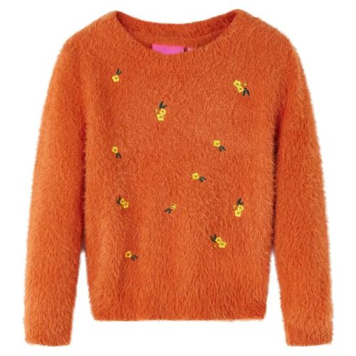 Pull-Over Tricoté Pour Enfants Orange Brûlé 128