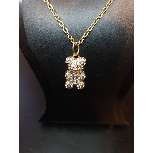 Collier "Ourson" Doré Chaîne En Acier Inoxydable