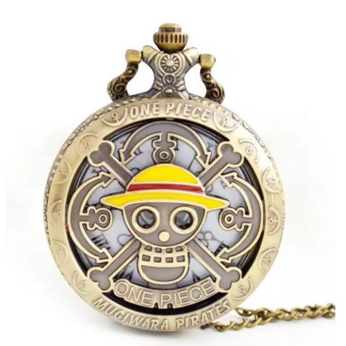One Piece Cool Pirate Style Montre De Poche De Paille Cas Chapeau Jaune Collier De Cuivre De Mode Horloge Pour Enfants Hommes Garçons Cadeaux