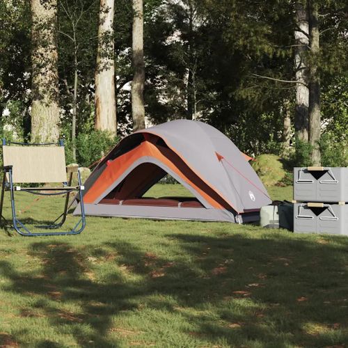 Tente De Camping 1 Personne Gris Et Orange Imperméable