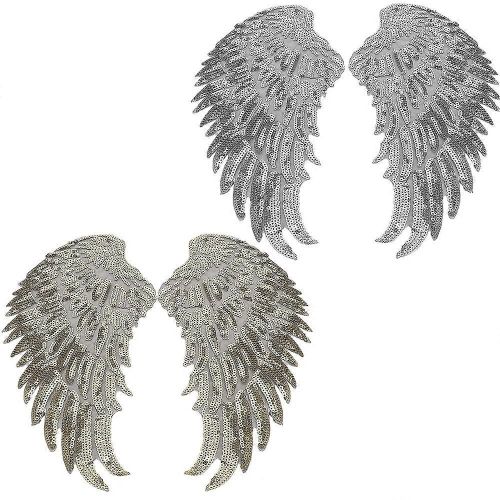 2 Paires De Vêtements De Bricolage Aile Sequin Patch Applique Vêtements Robe Jupe Accessoires Décoratifs