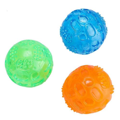 3 Pcs/Set Pet Dog Squeaky Chewing Ball Toy Puppy Cleaning Teeth Balls