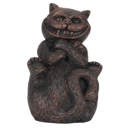 6 pouces Bronze chat assis Figurine mystérieux attrayant travail manuel en résine chat Statue Sculpture de chat pour les amoureux des chats
