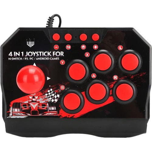 Universal Arcade Fightstick, USB PC Street Fighter, Wired Arcade Joystick Accessoires de Jeux D'arcade 1 Joystick Sphérique en Métal et 6 Boutons de Commande Ronds pour PS4 PS3 Xbox One Windows PC