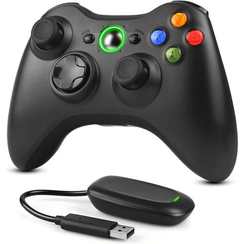 Manette 2,4 Ghz Pour Pc, Manette Sans Fil Xbox 360 Avec Récepteur, Double Vibration Design Ergonomique Amélioré Manette De Jeu Pour Xbox 360 / Pc Windows 7/8/10