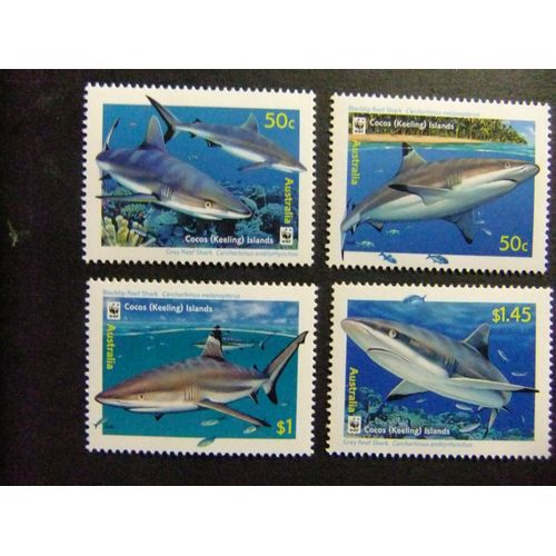 40 Cocos Îles Keeling 2005 / Wwf Sharks Requins / Yvert 401 / 404 Mnh