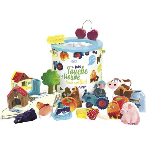 Jeu Touche Et Trouve ""La Ferme"" - 21 Pièces - Jouet En Bois De Reconnaissance Tactile - Multicolore - Amusant - Développement Sens Du Toucher - Idée Cadeau - Dès 2 Ans, 2410