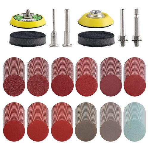Lot de 240 disques abrasifs de 50mm pour perceuse meuleuse outils rotatifs avec 2 plaques d'appui de 6,35 mm, 6,35 mm, patins de ponçage avec grain 80-3000