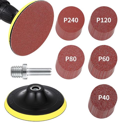 Kit de Disque abrasif 125mm:Plateau de ponçage 125mm avec filetage M14, 50 pièces de Disque poncage 125mm.Disque a poncer 125mm grains 10x 40/60/80/120/240 pour poncer, polir et dérouiller