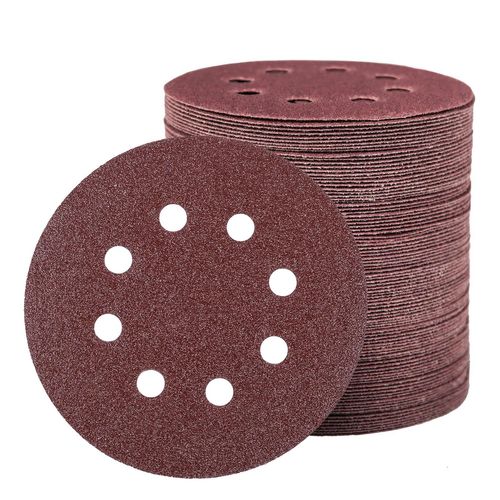 Disques Abrasifs 80 Pièces Ronds Papier Abrasif for Ponceuse 125mm Velcro 8 Trous Papier de Verre pour Ponceuse Excentrique 40/60/80/100/120/150/180/240 Grain