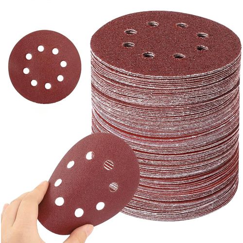 Disques de Ponçage 125mm, 60PCS abrasives 8 trous, disques abrasifs pour ponceuses excentriques, 10*P40, 10*P60, 10*P80, 10*P180, 10*P240, 10*P320