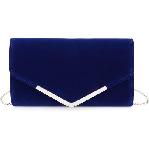 Pochettes et clutches pour Femmes Pochette de soirée en velours Sac à main enveloppe avec chaîne Bourse pour Banquet Fête Bleu