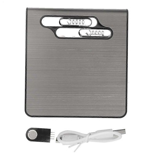 Style à la mode 2 en 1 automatique boîte à cigarettes étui briquet USB de chargement pour hommes (noir)