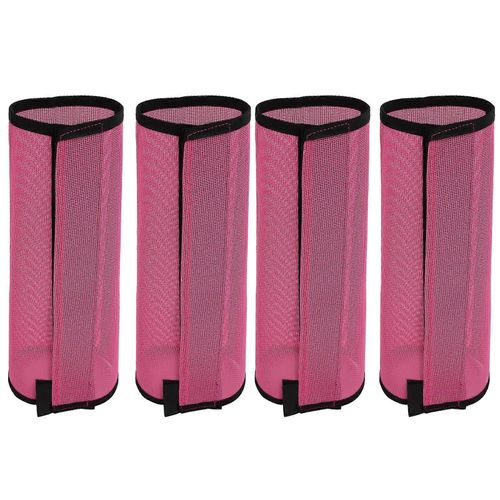 4pcs Horse Fly Bottes Respirant Confortable Résistant À La Déchirure Fine Mesh Protecteur Cheval Fly Leggings Leg Guards Rose Rouge