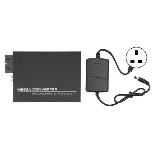 Convertisseur de média Gigabit Fast Ethernet Convertisseur de média monomode double SC 10 100 1000Base Tx RJ 45 Convertisseur de média à fibre optique pour la prise domestique 100 ?240V UK