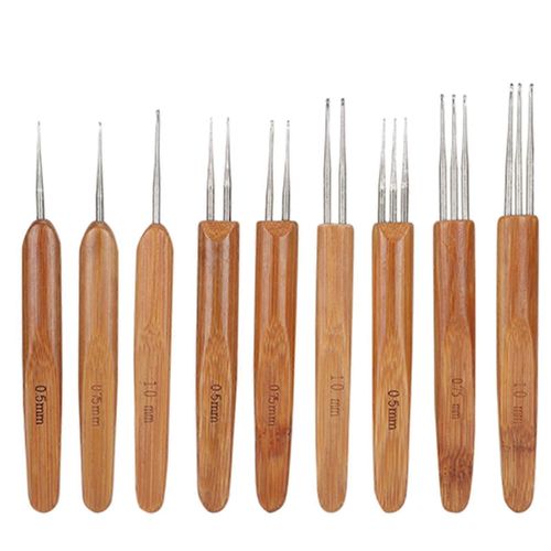 9 Pcs Dreadlock Crochet Crochet Set Simple Double 3 Bambou Poignée Tresse Cheveux Outil De Tissage