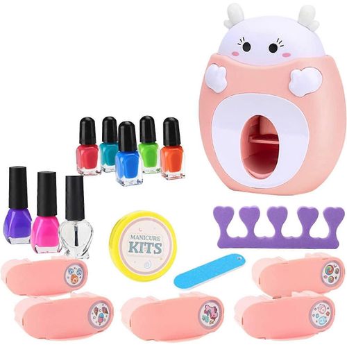 Jouet machine à ongles | tampon de vernis à ongles portable pour enfants - ensemble d¿ongles avec 5 motifs Nail Art autocollants feuille séparateurs d¿orteils dissolvant pour vernis à ongles