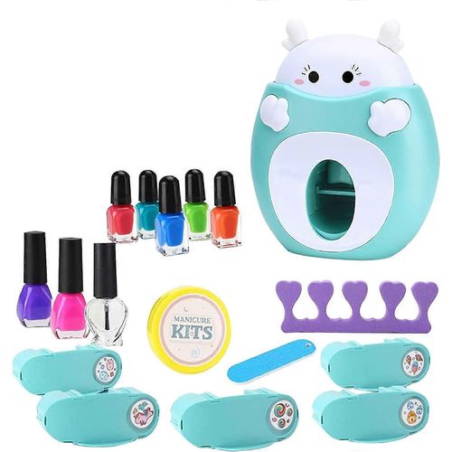 Jouet machine à ongles | tampon de vernis à ongles portable pour enfants - ensemble d¿ongles avec 5 motifs Nail Art autocollants feuille séparateurs d¿orteils dissolvant pour vernis à ongles
