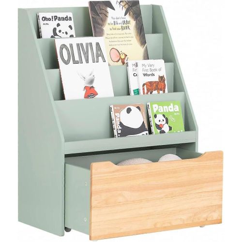 Sobuy Bibliothèque Enfant Étagère À Jouets Avec Coffre De Rangement Sur Roulettes, Kmb95-Gr