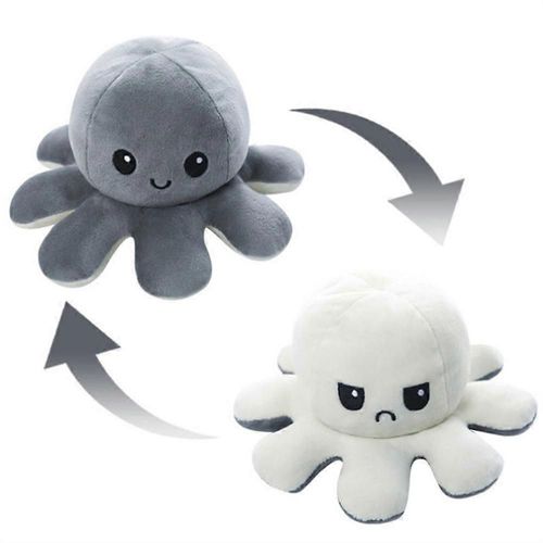Réversible Forme De Pieuvre En Peluche Jouet Doux En Peluche Double Face Flip Productif Jouet