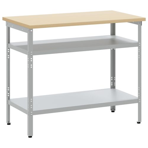 Table De Travail - Gris, 100x55x85 Cm, Fabriquée En Acier Et En Bois D'ingénierie