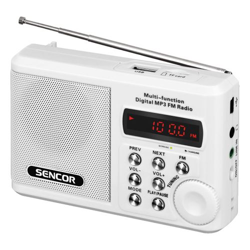 Sencor r?cepteur radio 7.2x11x2.9cm SRD215W (VHF), Radio, Blanc
