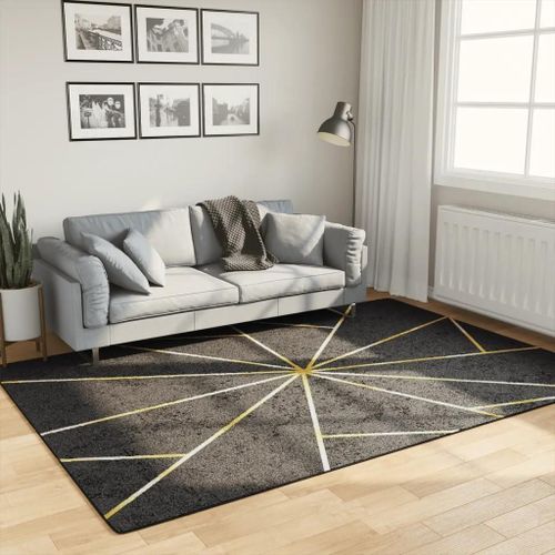 Tapis Lavable Noir Et Doré 160x230 Cm Antidérapant