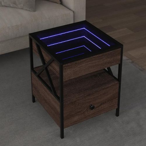 Table Basse Avec Led Infinity Chêne Marron 40x40x51 Cm