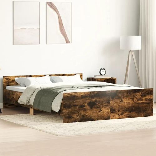 Cadre De Lit Sans Matelas Chêne Fumé 120x190 Cm