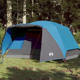 Tente De Camping Avec Porche 4 Personnes Bleu Imperméable