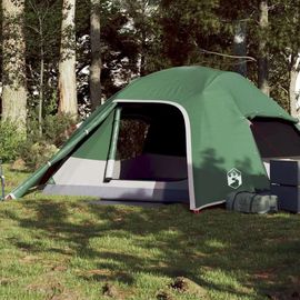 Tente De Camping À Dôme 4 Personnes Vert Imperméable