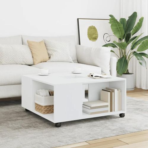 Table Basse Blanc 80x80x40 Cm Bois D'ingénierie