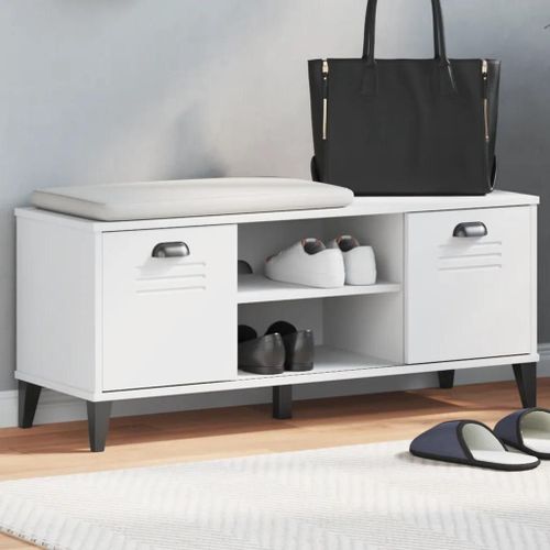 Banc À Chaussures Viken Blanc 106x35x45 Cm Bois Massif De Pin