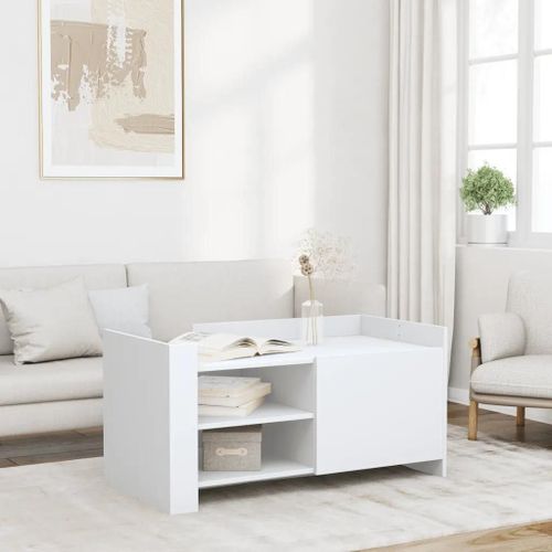 Table Basse Blanc 100x50x50 Cm Bois D'ingénierie