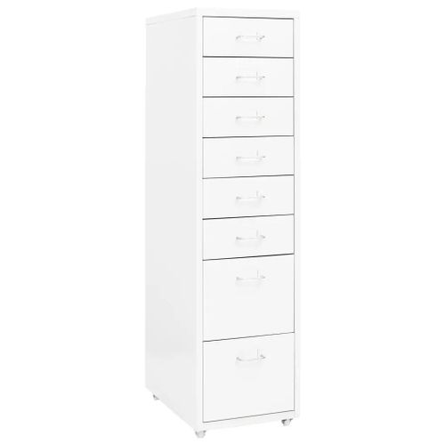 Classeur Mobile Blanc 28x41x109 Cm Métal