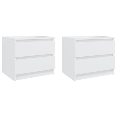 Tables De Chevet 2 Pcs Blanc 50x39x43,5 Cm Aggloméré