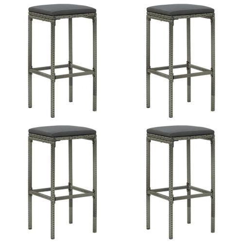 Tabourets De Bar Avec Coussins Lot De 4 Gris Résine Tressée